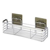 Prateleira wc retangular em aço inox com adesivo cromado