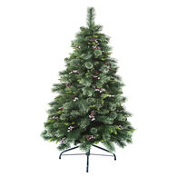 Árvore de natal WYOMING  verde com pinhas e azevinhos 150cm,  Árvore de natal WYOMING  verde com pinhas e azevinhos 150cm