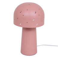 Candeeiro de mesa cogumelo rosa em metal 27cm