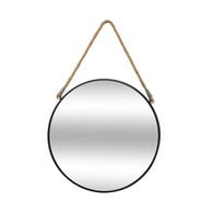 Espelho de parede ETNIC redondo preto com corda 38cm,  Espelho de parede ETNIC redondo preto com corda 38cm