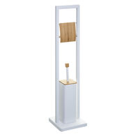 Escova wc com suporte branco em bambu,  Escova wc com suporte branco em bambu