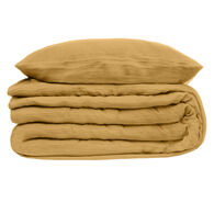 Capa de edred&atilde;o e 2 capas de almofada gaze ocre 220x240cm