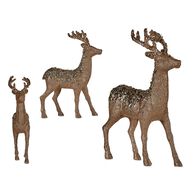 Figura decorativa rena dourada e azul com glitter