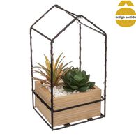 Vaso com casa led com planta,  Vaso com casa led com planta