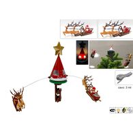 Topo Para Árvore Com Trenó Musical E Em Movimento