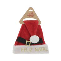 Gorro vermelho de pai natal com cinto decorativo