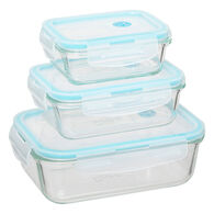 Conjunto de 3 caixas herm&eacute;ticas CLIPEAT em vidro