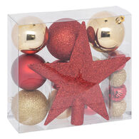 Conjunto de 18 pe&ccedil;as decorativas vermelho e dourado