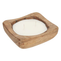 Vela perfumada linho com castiçal em madeira mango PAOLA 150g