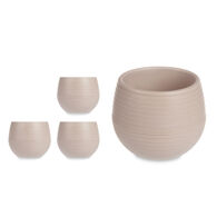 Conjunto de 3 vasos taupe com reserva de &aacute;gua 9,5cm