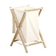 Cesto de roupa wc em bambu e tecido natural,  Cesto de roupa wc em bambu e tecido natural