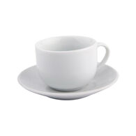 Ch&aacute;vena de caf&eacute; GIZ branca com pires em cer&acirc;mica