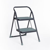 Escadote Cinza Em Metal Com 2 Degraus