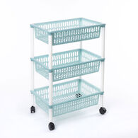 Carrinho de cozinha com 3 cestos azul,  Carrinho de cozinha com 3 cestos azul