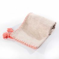 Manta cru com tassels rosa 120x160cm