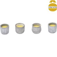 Vela citronela com jarro cinza em cer&acirc;mica