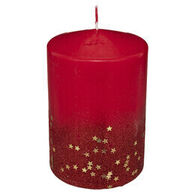 Vela vermelha efeito degradê com estrelas 15cm