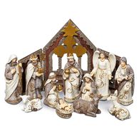 Pres&eacute;pio com 11 figuras e cen&aacute;rio