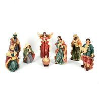 Presépio com 8 figuras e roupa com efeito de juta