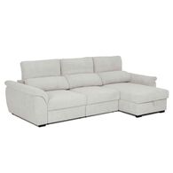 Sofá cama BREMAN cinza com cofre e chaise longue,  Sofá cama BREMAN cinza com cofre e chaise longue