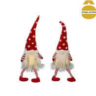 Figura de gnomo com gorro às bolinhas vermelho e branco 60x10x16cm