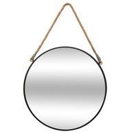 Espelho de parede ETNIC redondo preto com corda 55cm,  Espelho de parede ETNIC redondo preto com corda 55cm