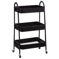 Trolley de cozinha preto em metal com 3 prateleiras