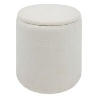 Pufe KAYDI com arrumação branco couclé D35x37cm