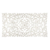 Painel decorativo FANNY branco esculpida em mdf 45x85cm,  Painel decorativo FANNY branco esculpida em mdf 45x85cm