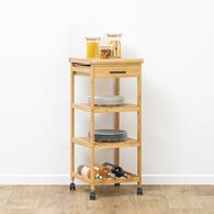 Trolley de cozinha em bambu com 3 prateleiras e gaveta,  Trolley de cozinha em bambu com 3 prateleiras e gaveta