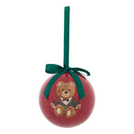 Bola de natal ursinho com la&ccedil;o 7.5cm
