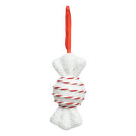Pendurante em forma de bombom branco e vermelho 13cm