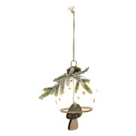 Bola de natal com ramos e cogumelo 8cm,  Bola de natal com ramos e cogumelo 8cm