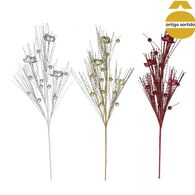 Ramo decorativo colorido com folhas e bagas 70cm