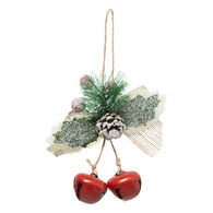 Pendurante de laço com azevinho e sinos 15cm