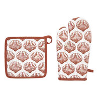 Conjunto de luva e pega de cozinha OCEANIA terracota