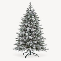 &Aacute;rvore de natal YUKON verde efeito neve com pinhas 210cm