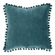 Almofada azul petróleo com pompons 40x40cm,  Almofada azul petróleo com pompons 40x40cm