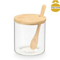 Açucareiro com tampa e colher em bambu,  Açucareiro com tampa e colher em bambu