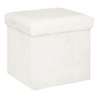 Pufe com arruma&ccedil;&atilde;o em pelo branco EZZIO