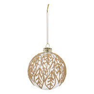 Pendurante bola transparente com folhas douradas 9cm