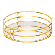 Tabuleiro espelhado FEEL dourado em metal 30cm