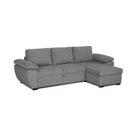 Sof&aacute; cama DRESDEN com cofre e chaise longue cinza