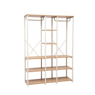 Roupeiro duplo de metal bege com prateleiras 170cm