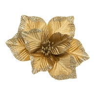 Flor poins&eacute;tia dourada com mola