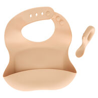 Conjunto de babete e colher YUM bege,  Conjunto de babete e colher YUM bege
