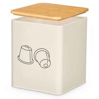 Lata para c&aacute;psulas de caf&eacute; creme com tampa de bambu