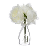Jarra de vidro com 3 peónias artificiais