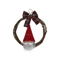 Coroa natalícia com laço e pai natal 33cm,  Coroa natalícia com laço e pai natal 33cm