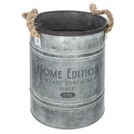 Vaseira redonda HOME EDITION cinza em zinco 24,3cm,  Vaseira redonda HOME EDITION cinza em zinco 24,3cm